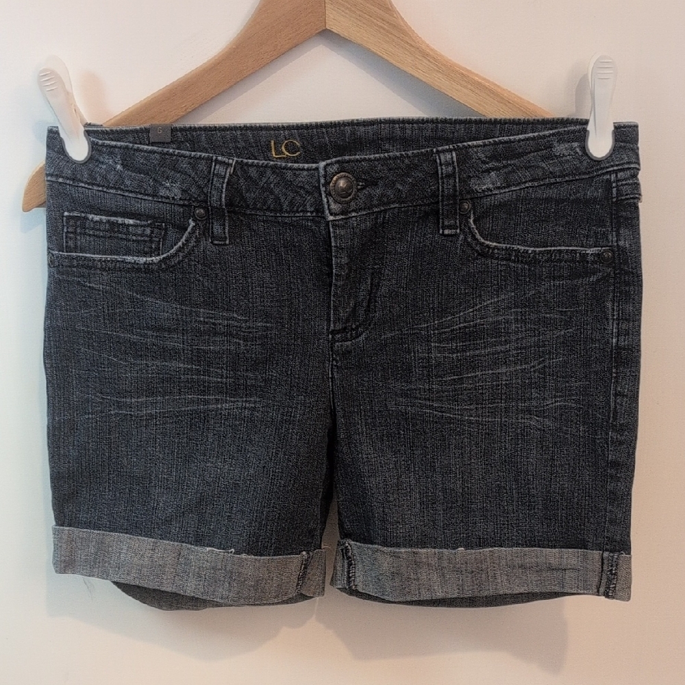 Women's Rolled Hem Jean Shorts - Dark Gray